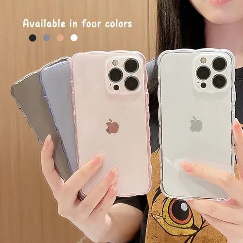 透色大波浪iphone14pro max苹果15手机壳11防摔16软8p纯色13适用x