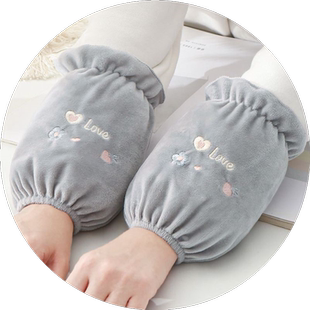 秋冬可爱短款黑色袖套头成人学生办公防污耐脏绒布保暖袖套女手袖