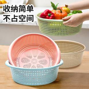 家用多功能菜篮子加厚加大厨房洗水果滤水筐镂空 洗菜盆沥水篮套装