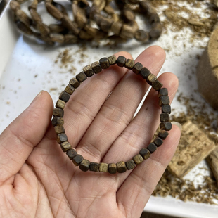 海南奇楠沉香5mm手串方珠正品佛珠方形男女木质手链蜜香甜凉黑油