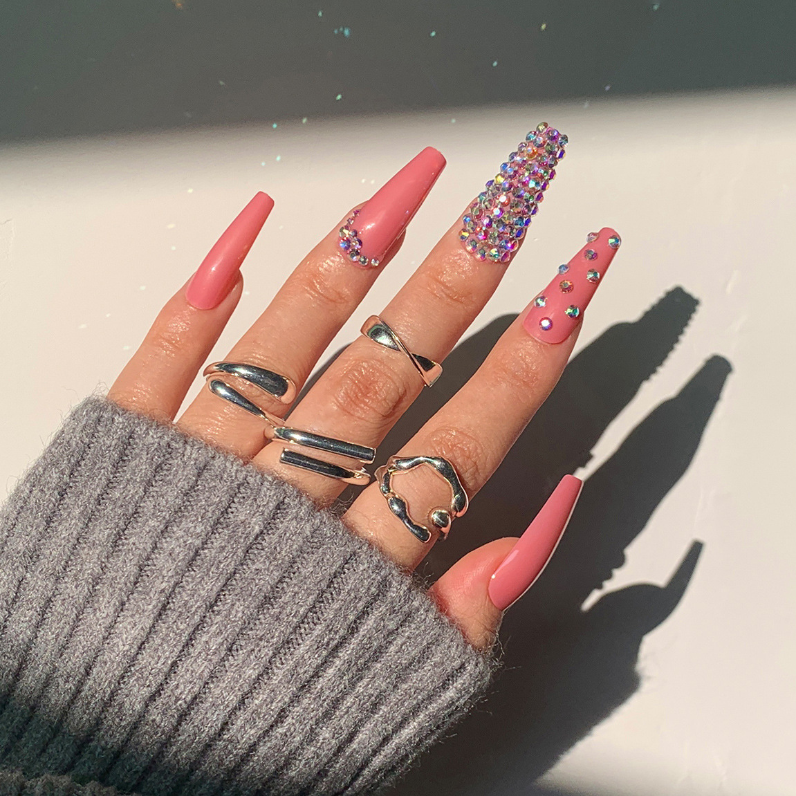 满钻False nail穿戴美甲成品假指甲美甲贴片指甲片可拆卸甲片