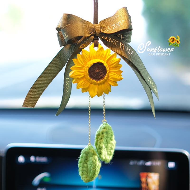 石膏向日葵羽毛汽车挂件