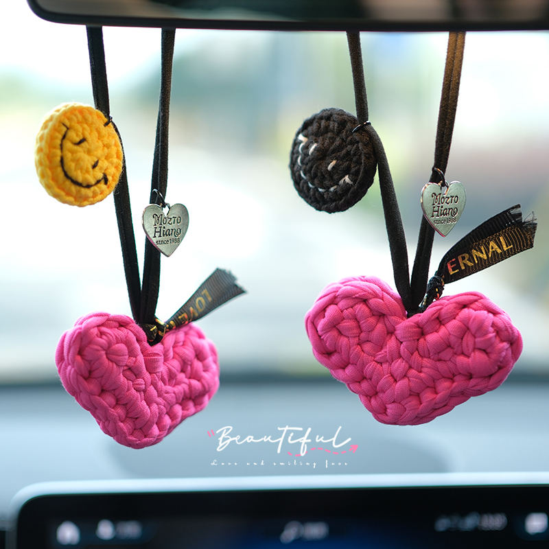 新年圣诞玫红爱心汽车挂件小礼物