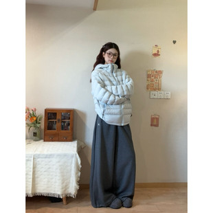 外套 连帽蓝色今年流行爆款 轻薄高品质版 排骨羽绒棉服女冬2025新款