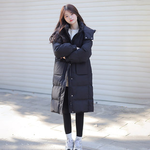 羽绒服女2025冬季新款黑色中长款白鸭绒外套韩版宽松显瘦保暖加厚