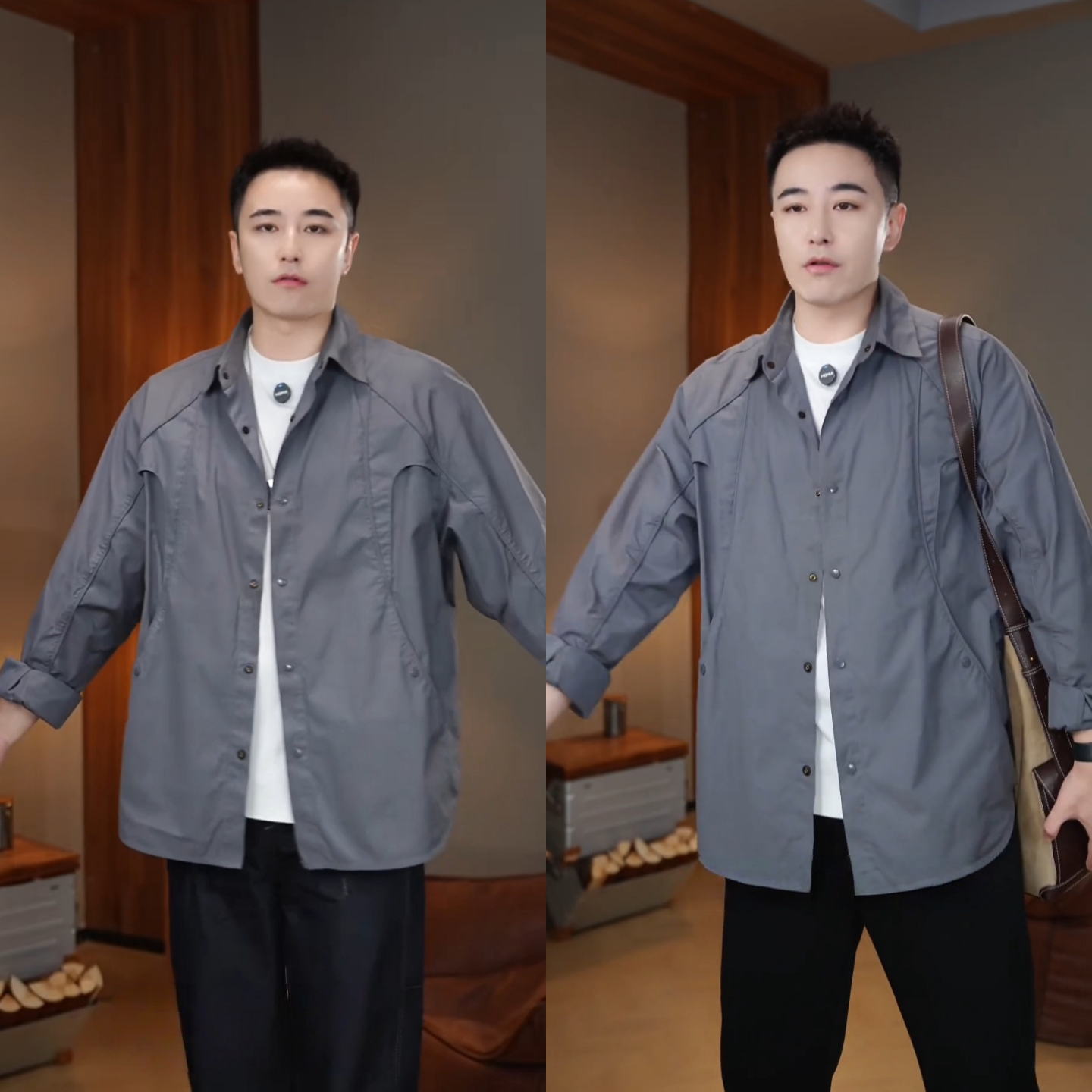 2026春季新款休闲风翻领夹克男士宽松潮流百搭长袖外套设计感穿搭