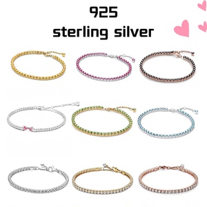 【新品】S925纯银恒耀黄色网球手链精致七夕礼物浅蓝色