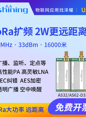 LORA扩频无线串口模块|2W大功率|16km远距离|RSSI|中继|数据加密