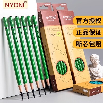 尼奥尼炭笔美术生专用素描工具套装nyoni软碳笔绘画笔学生初学素描软炭笔速写特软中硬碳14b铅笔专业美术用品