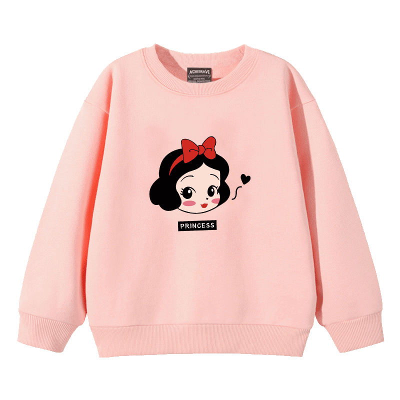 春秋冬女童纯棉加绒卡通卫衣粉色