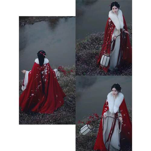 不系舟梅花斗篷汉服女加厚披风