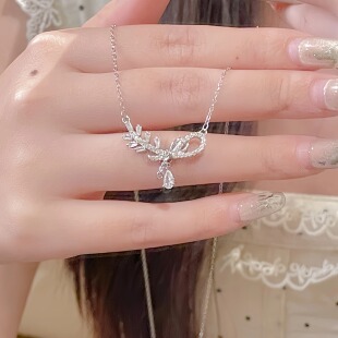 足银正品S999纯银麦穗项链女轻奢小众高级新款流苏锁骨链生日礼物