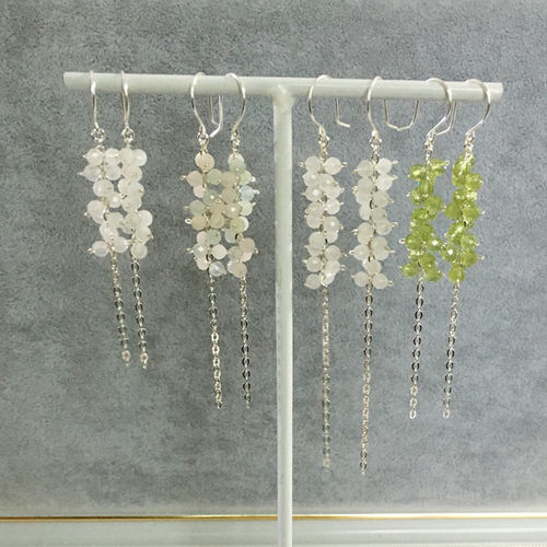 白月光手工足银摩根石流苏长耳线