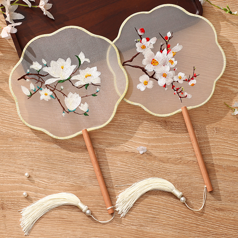 团扇夏天双面刺绣古风苏绣汉服旗袍古装儿童中国风苏州舞蹈圆扇子