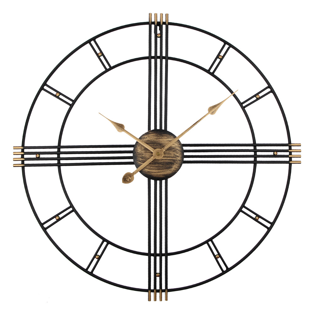欧式铁艺复古罗马数字时钟挂墙创意客厅挂钟静音挂表钟表家用简约