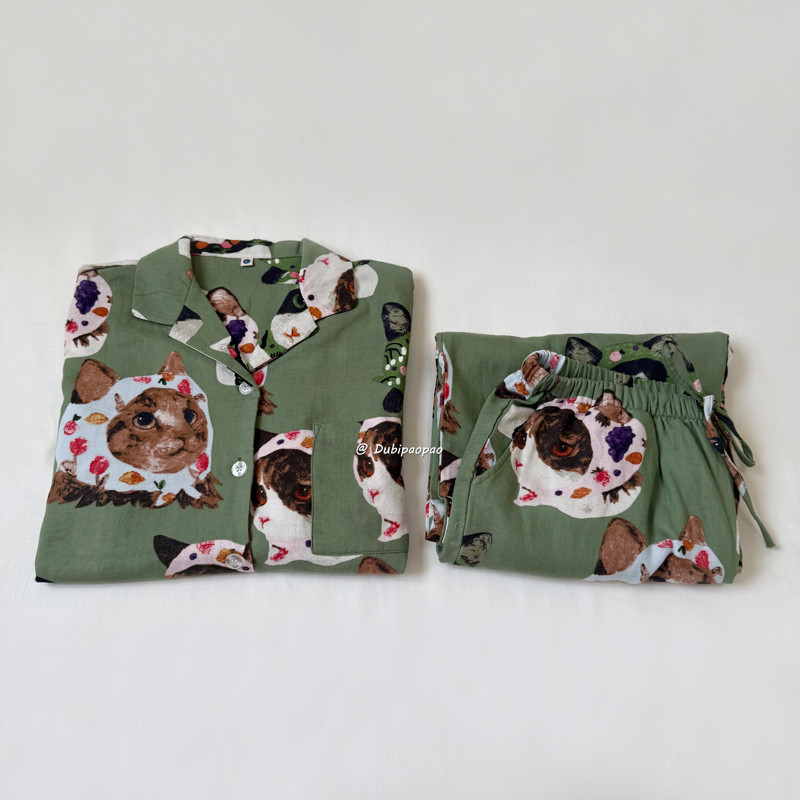 围兜猫 | A类纯棉双层纱布卡通女士春秋冬睡衣长袖长裤家居服套装