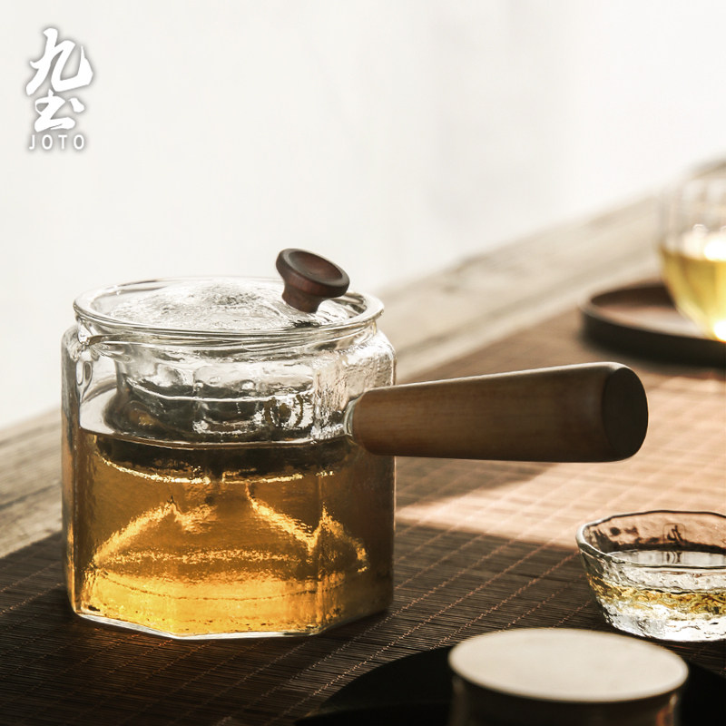 九土玻璃蒸茶器耐热侧把壶加厚煮茶器自动过滤泡茶壶电陶炉用茶具