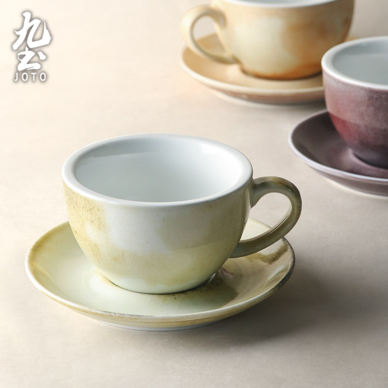 九土陶瓷咖啡杯碟套装复古下午茶杯拉花杯拿铁美式办公室水杯杯子