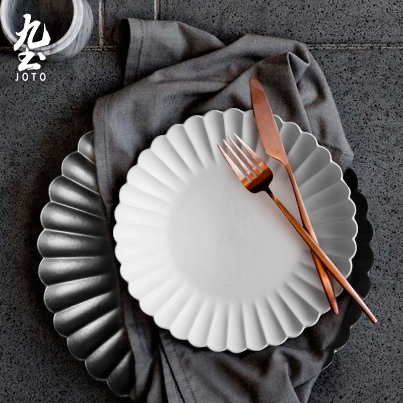 日式粗陶瓷复古餐盘手工餐具套装