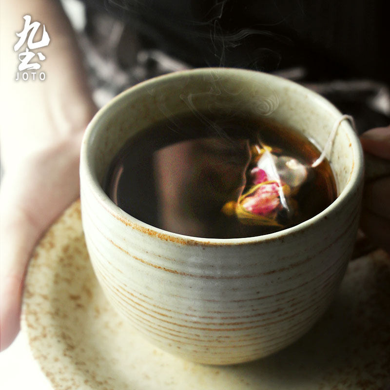 日式手工粗陶咖啡杯带碟套装创意咖啡杯简约下午茶带碟情侣马克杯