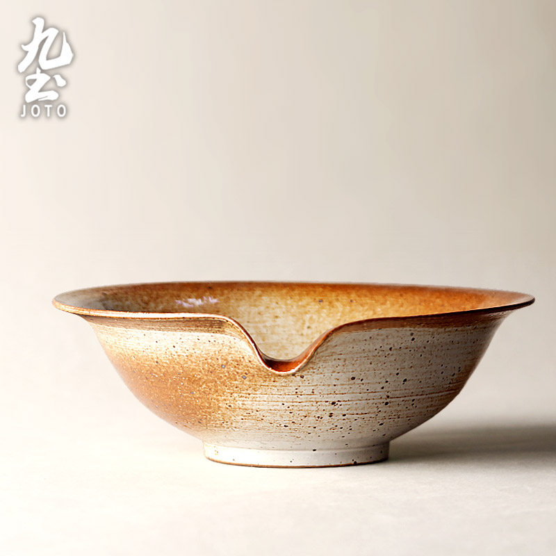 日式手工粗陶鸭嘴片口面碗汤碗盘子大号食器复古家用陶瓷餐具创意