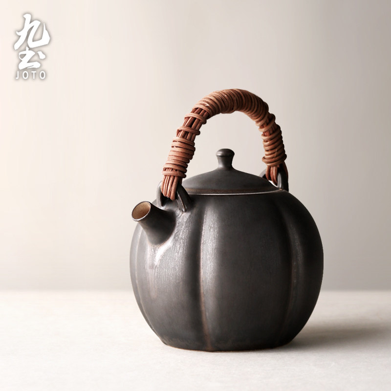 九土日式煮茶壶手工竹编提梁陶泥烧水壶酒精炭炉家用电陶炉功夫茶