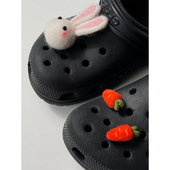 配饰创意diy配件智必星兔子萝卜趣味毛毡鞋 花洞洞鞋 扣 鞋 新款