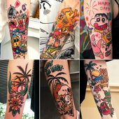 10张 卡通可爱手臂彩色纹身贴女 防水男持久高级海绵宝宝学生贴纸