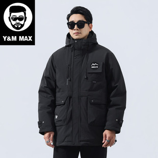 大码潮牌男装宽松冬加肥加大连帽棉服胖子户外工装外套230斤