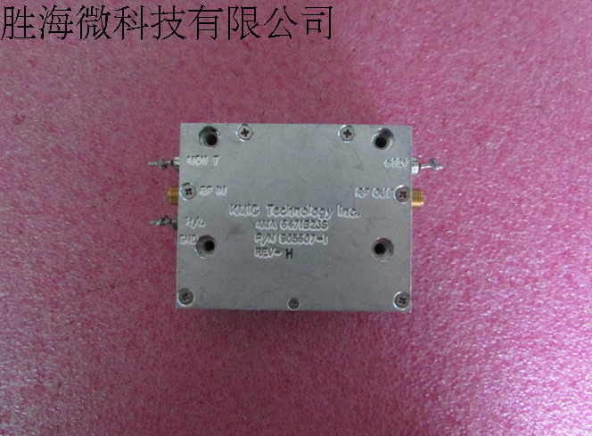 美国KMIC进口 4.4-7.7GHz 55dB 36dBm 4W SMA 射频微波功率放大器    可提供详细测试图   实物高清照片 工作频率：4.4-7.7GHz 增益: Typ 55dB 输出功率: Typ 36dBm  4W 工作电压：+12   接头： SMA