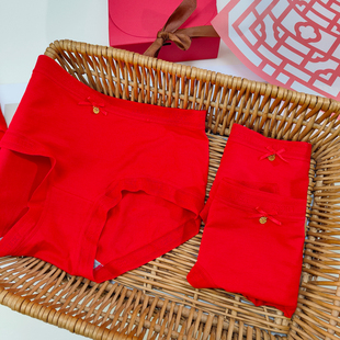 红内裤 3条 彩田花仙子本命年中腰莫代尔棉结婚鸿运抗菌高腰大码