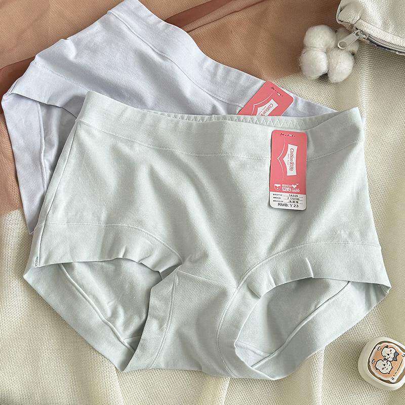彩田正品纯棉女士内裤中腰纯色短裤大码胖妈妈包臀全棉高腰三角裤