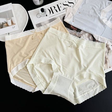 彩田/花仙子高腰大码女内裤莫代尔柔软透气包臀7A抗菌三角裤薄款