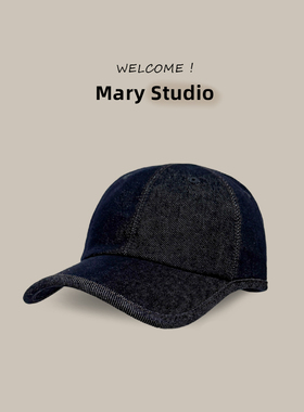 春夏原色复古百搭净版丹宁牛仔包边鸭舌圆顶男女式棒球帽显脸小