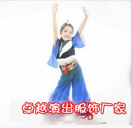 桃李杯喜鹊喳喳喳舞蹈演出服儿童喜鹊叫喳喳表演服装女童蓝色群舞