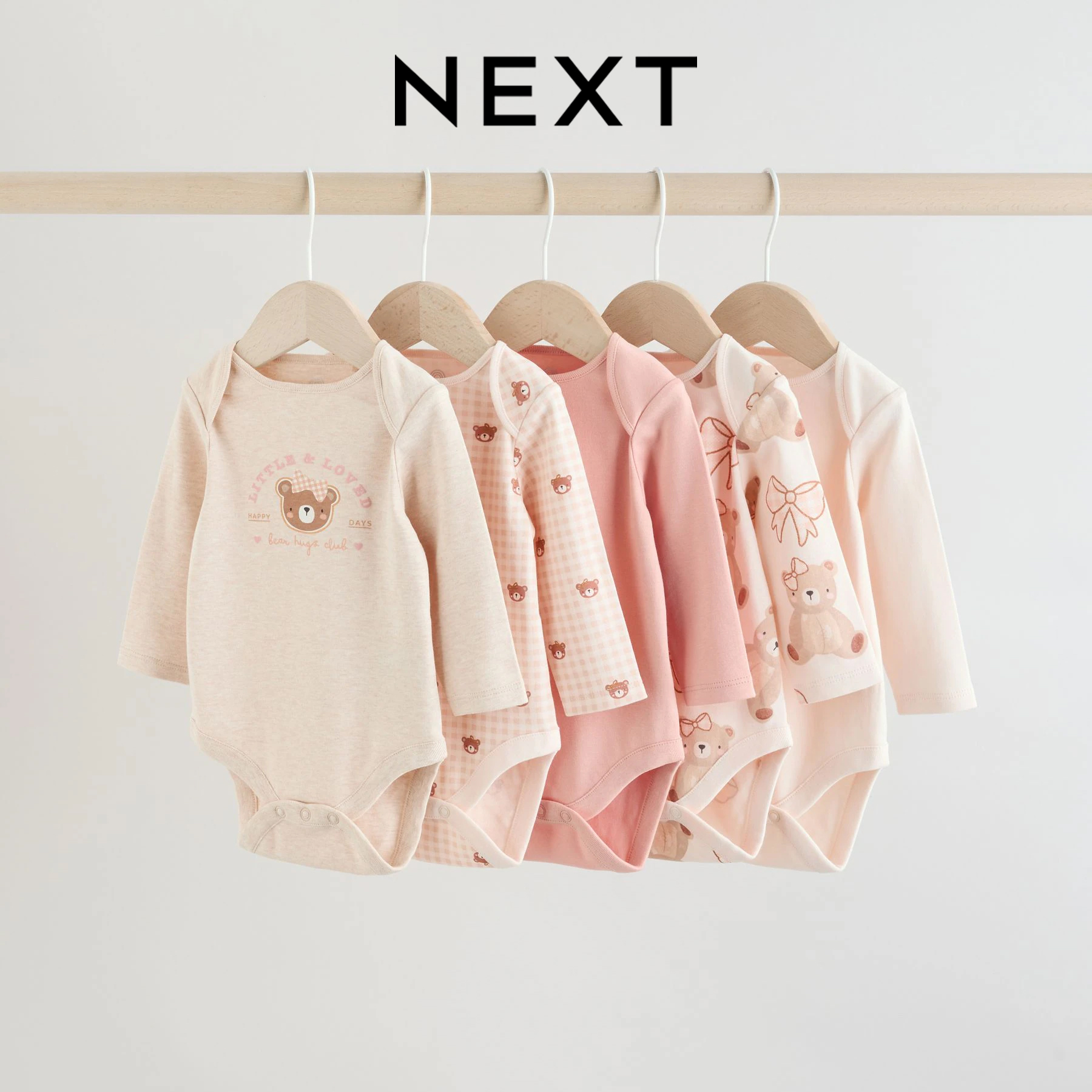 英国NEXT婴儿长袖包屁衣女宝宝春秋衣打底爬服小熊包臀纯棉连身衣