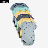 英国next纯棉包屁衣婴幼儿薄款 套头爬服星星条纹简约可爱连体短袖