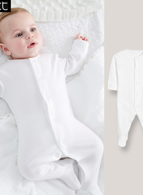 英国Next婴儿纯棉长袖连体衣春秋男女宝宝周岁拍照初生儿满月哈衣