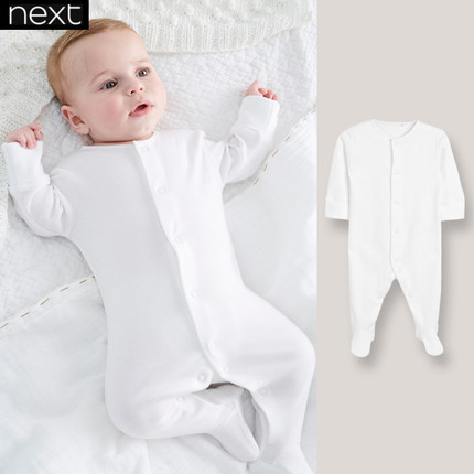 英国Next婴儿纯棉长袖连体衣春秋男女宝宝周岁拍照初生儿满月哈衣