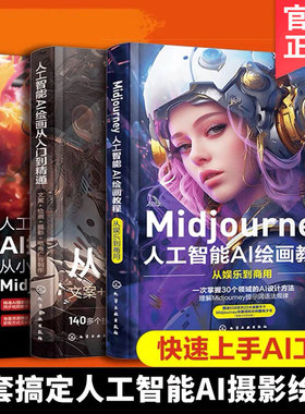全3册 Midjourney 人工智能AI绘画摄影教程书 关键词prompt描述语技巧文案摄影电商广告stablediffusion AIGC绘画插图视频制作书籍