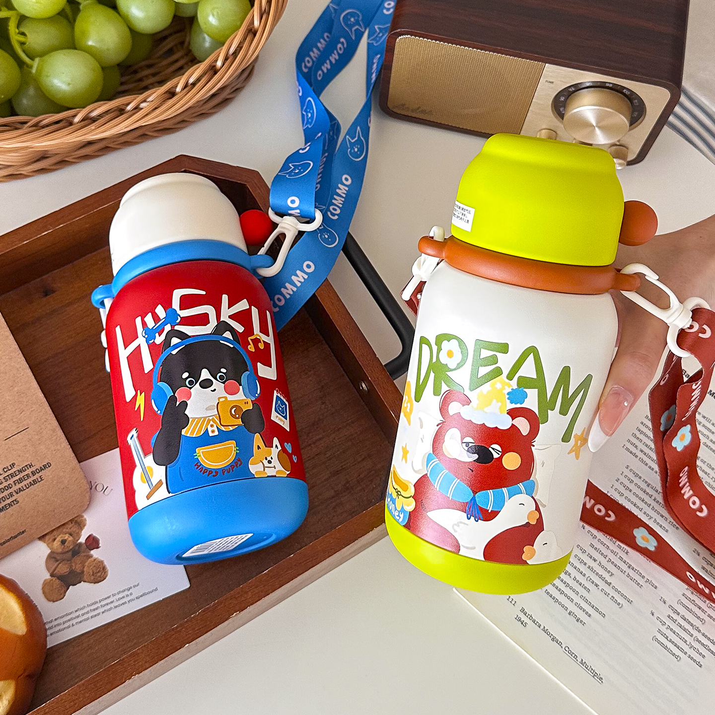 儿童涂鸦三饮保温杯316不锈钢