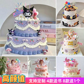 双层卡通蛋糕模型仿真2023新款 创意网红小公主订婚喜生日蛋糕样品