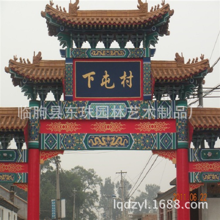 古建门楼定制寺庙祠堂钟鼓楼凉亭木屋牌坊门楼古建园林