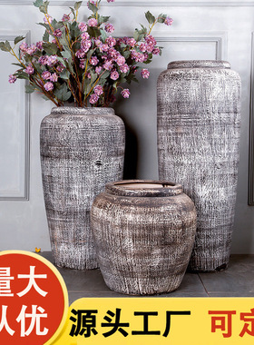 景德镇陶瓷工艺品 黑白经典套装落地大花瓶 别墅庭院户外大摆件