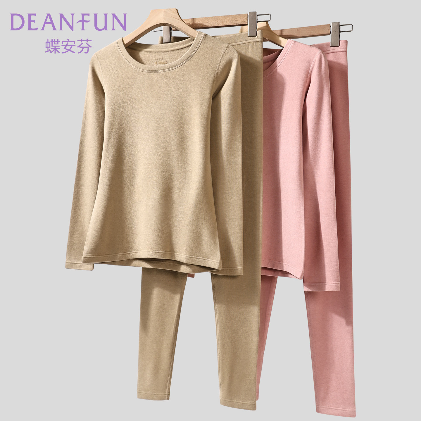 蝶安芬貂绒发热保暖内衣女款加绒加厚桑蚕丝秋衣秋裤套装防寒冬季