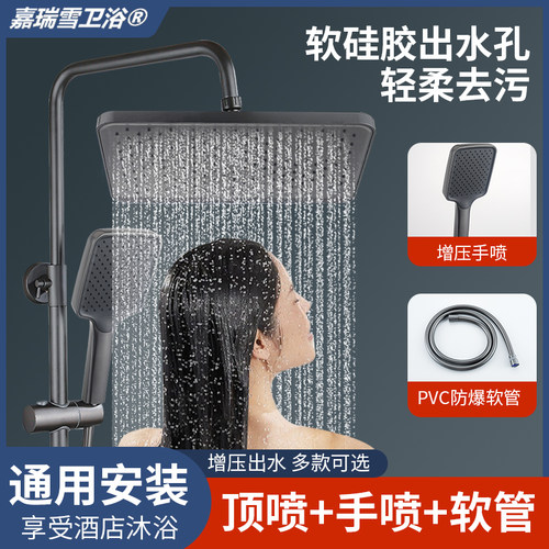 黑色手持花洒单喷头软管套装