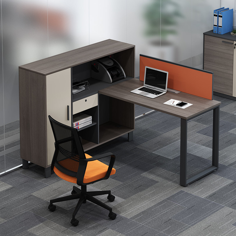 简约现代单人位财务桌办公室台屏风l型会计1.6米工位桌椅组合家具