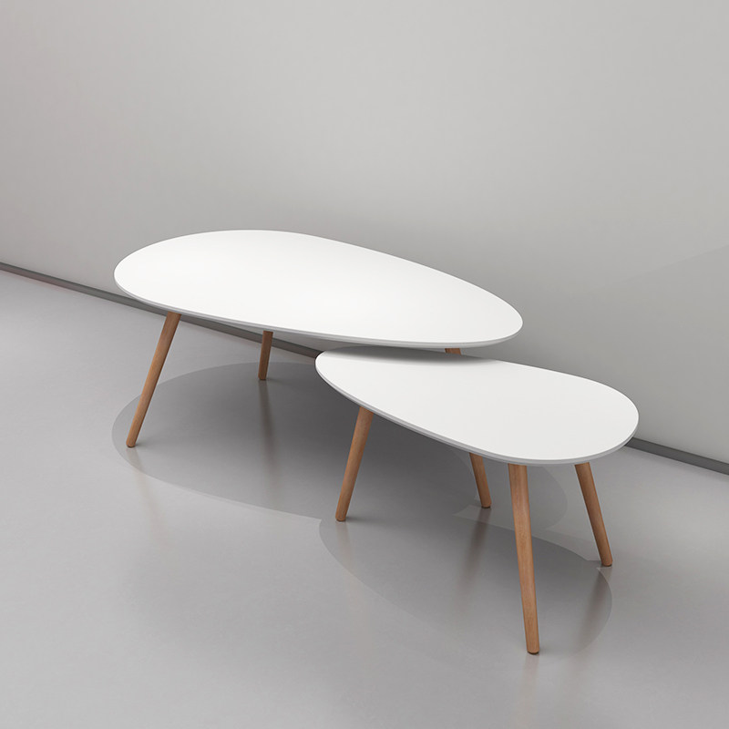 北欧风创意异形白色烤漆休闲区组合茶几椭圆型茶几桌子办公室家具