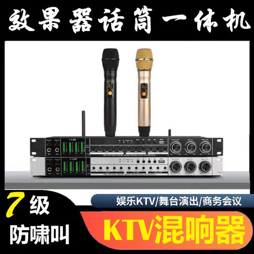 FX88专业一拖二充电手持话筒前级器All家用KTV防啸叫混音器