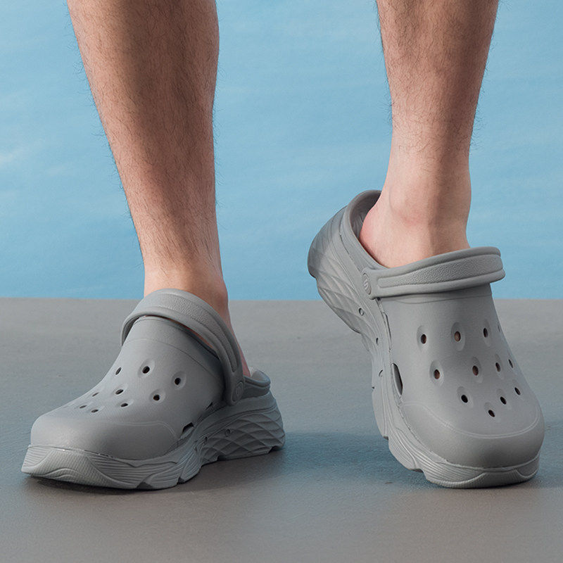 斯凯奇洞洞鞋男夏季新款透气运动凉鞋男士休闲沙滩鞋拖鞋